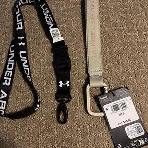 Under Armour Black and White undeniable Lanyard lot of 2 NWT key strap beige
